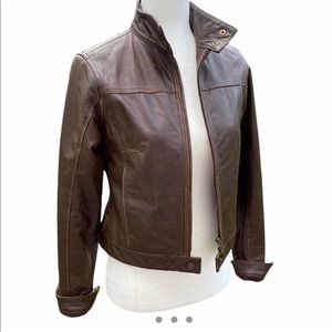 Vintage American Eagle Brown Distressed Genuine Leather Jacket | X-Small
